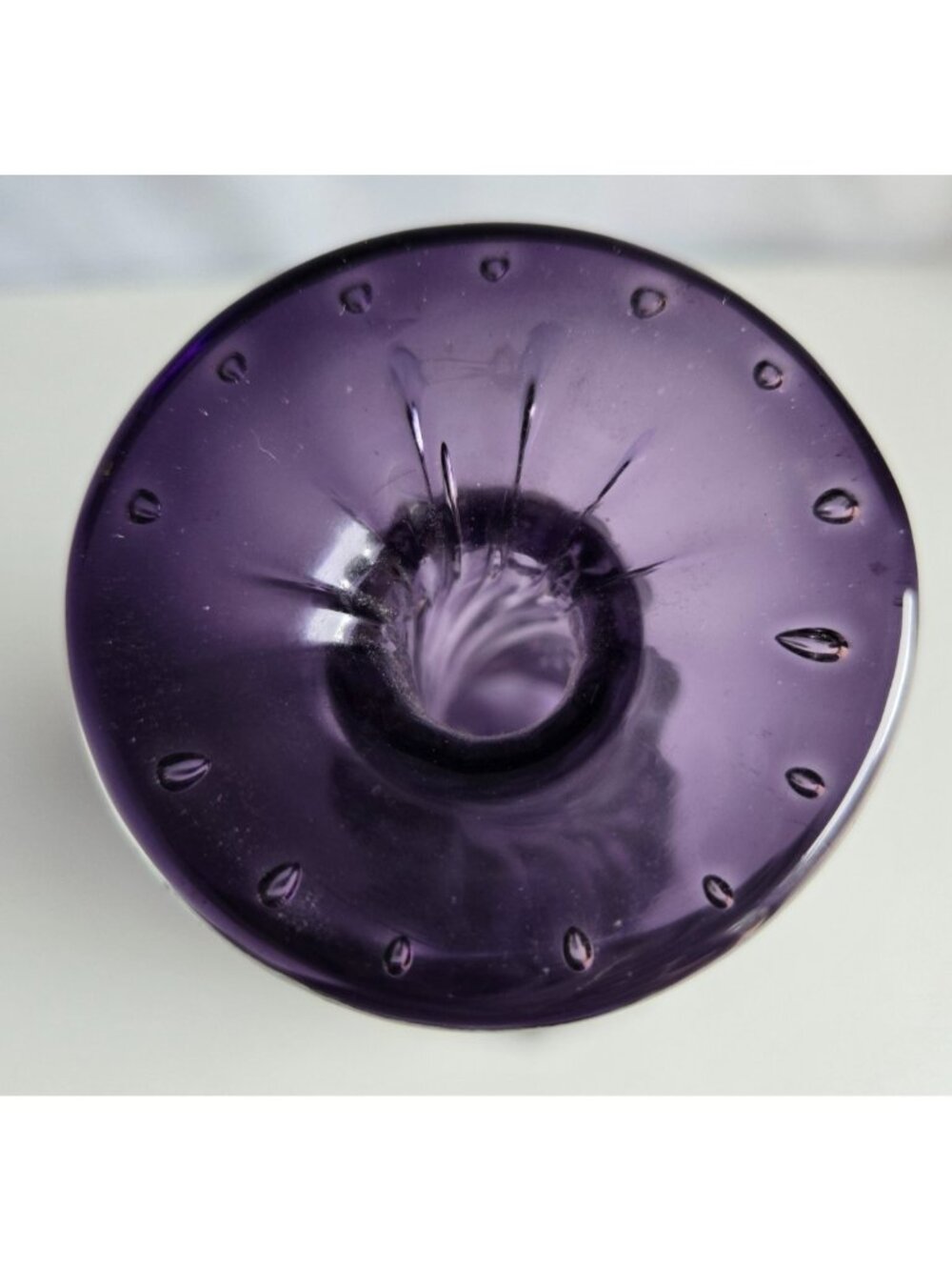 VTG Murano Italy Blown Glass Amethyst Vase Swirl & Controlled Bubbles 10.25 inch - Picture 6 of 9